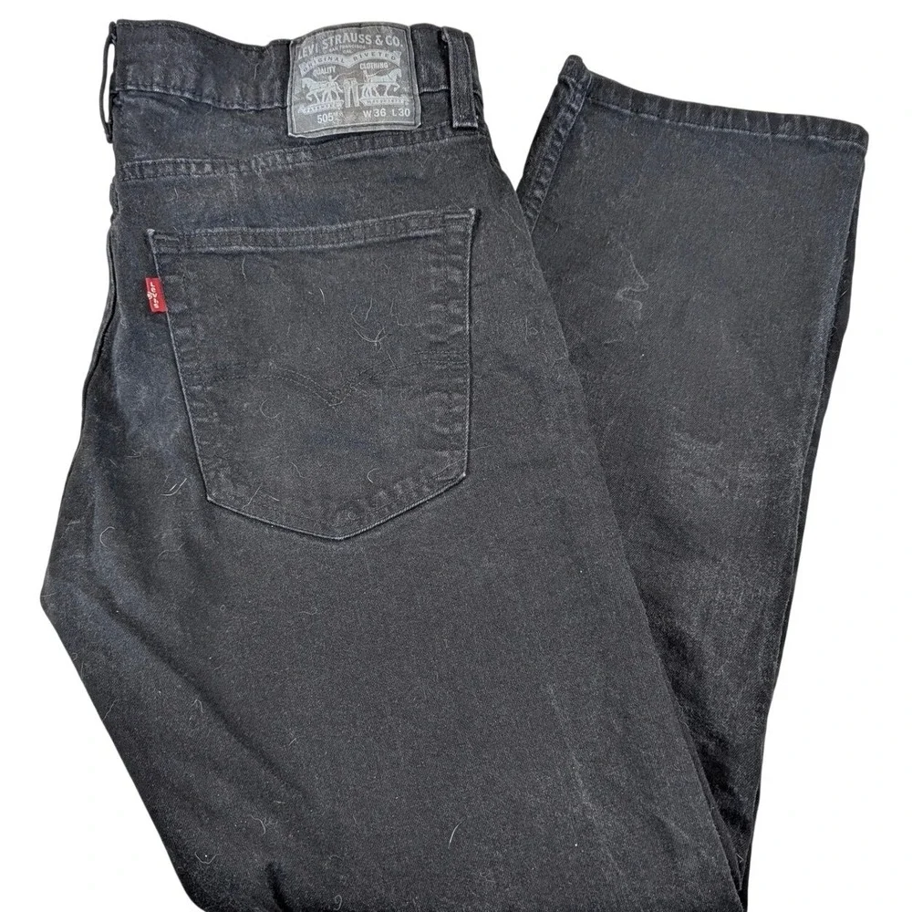 Levi's 505 Regular Fit Black Denim‎ Jeans Mens W36 L30 Classic Straight 5 Pocket